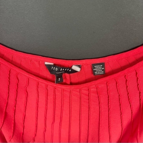 Ted Baker London Blouse Top Sz 2 US 6 Silk Red - Picture 6 of 9
